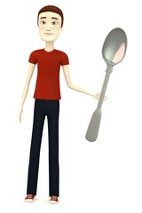 3d render of cartoon character with spoon