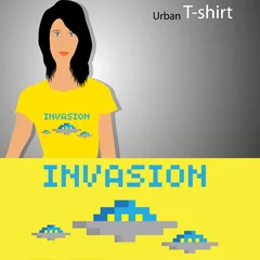 Foto auf gebürstetem Alu-Dibond Pixel Neues T-Shirt-Design mit Pixel-Art-Illustration