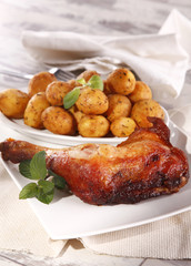 Roasted chicken leg