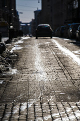 Spring street and a car