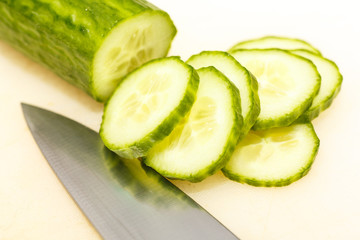 Slicing Cucumbers with Chefs Knife