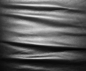 Foto op Canvas Zacht gekreukt zwart leer. Textuur of achtergrond © Photocreo Bednarek