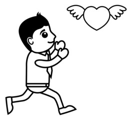 Young Boy Trying to Catch Flying Heart