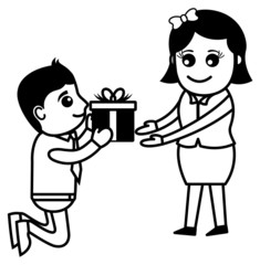 Lover Boy Presenting Surprise Gift to His Girlfriend