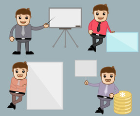 Cartoon Office People in Various Poses and Vector Concepts