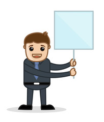 Happy Businessman Showing Blank Board