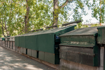 Closed boxes of the Bouquinistes (booksellers) of Paris