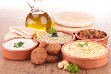 falafel with dips and bread