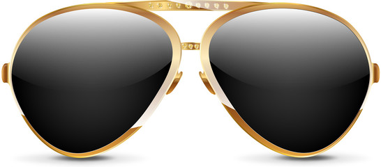 Gold sunglasses - obrazy, fototapety, plakaty