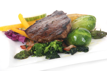 steak and vegetables