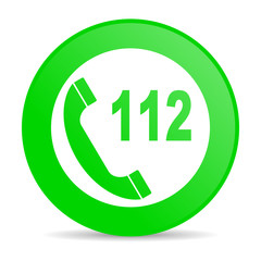 emergency call green circle web glossy icon