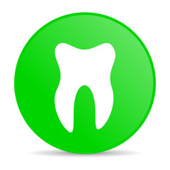 tooth green circle web glossy icon