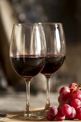 Fotobehang Vino, copa, botella, licores, tinto, uvas, gastronomia. © simonlaprida
