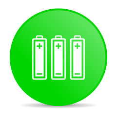 batteries green circle web glossy icon
