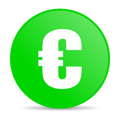 euro green circle web glossy icon