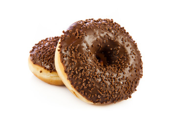 Chocolate Donuts . Isolated on a white background. doughnut