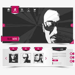 website template for personal gallery with four vector portraits - 51693923