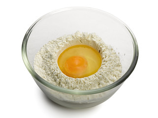 Broken egg on flour, means for making bread