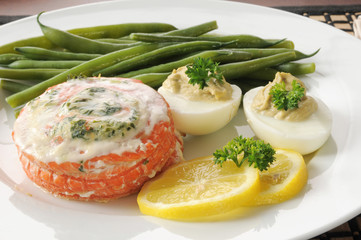 Stuffed salmon closeup