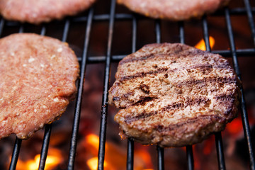Beef cutlet on grill
