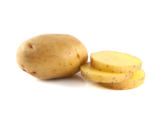 New potato with slices isolated on white
