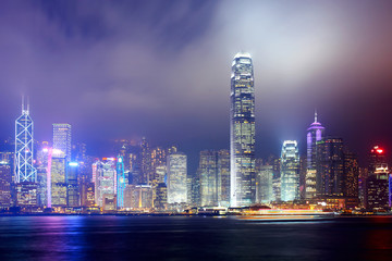 Fototapeta na wymiar Hong Kong night city skyline