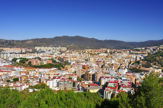 aerial view of Malaga city, in Spain