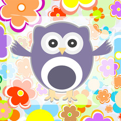 cute summer background owl with flower