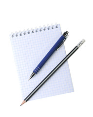 Pen & pencil on writing-book