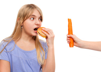 Hambnurger or a carrot