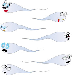 Naklejka premium funny drawn sperm - a girl and a boy