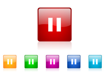Fototapeta premium pause vector glossy web icon set