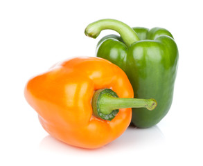 Orange and green bell peppers