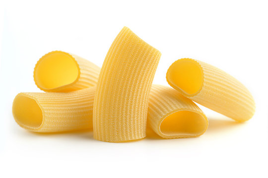 heap of italian pasta on white background