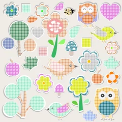 Fotobehang Set of nature textile stickers © fotoscool