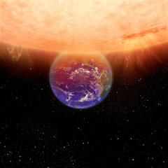 Obraz na płótnie Canvas Earth and Sun, Global warming