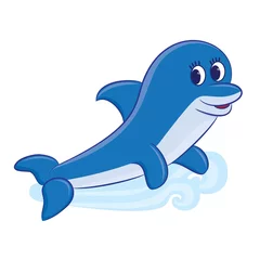 Foto op Plexiglas Cartoon dolfijn. Kleurboek. vector illustratie © ARNICA