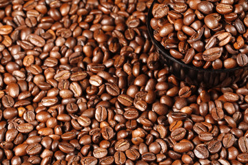 Black Cup with Coffee Beans