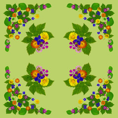 BunteBluetenServiette2Gruen