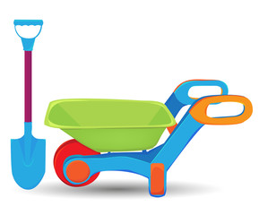 wheelbarrow and shovel