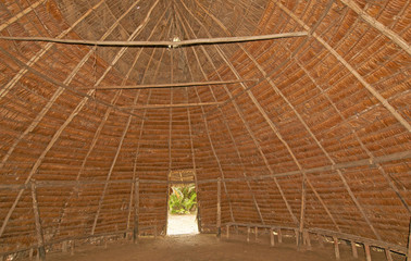 Inside details of an Amazon rain forest lodge.