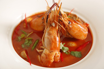 Thai Food Tom Yum Goong,Thai popular soup.