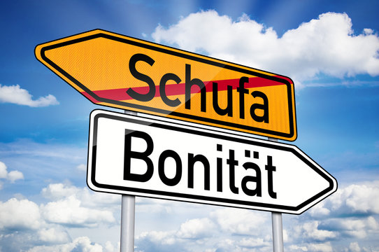 Wegweiser mit Schufa und Bonit&auml;t
