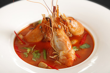 Thai Food Tom Yum Goong,Thai popular soup.