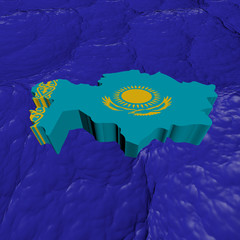 Kazakhstan map flag in abstract ocean illustration