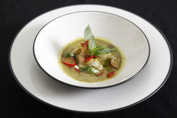 Shrimp green curry, Thai food.