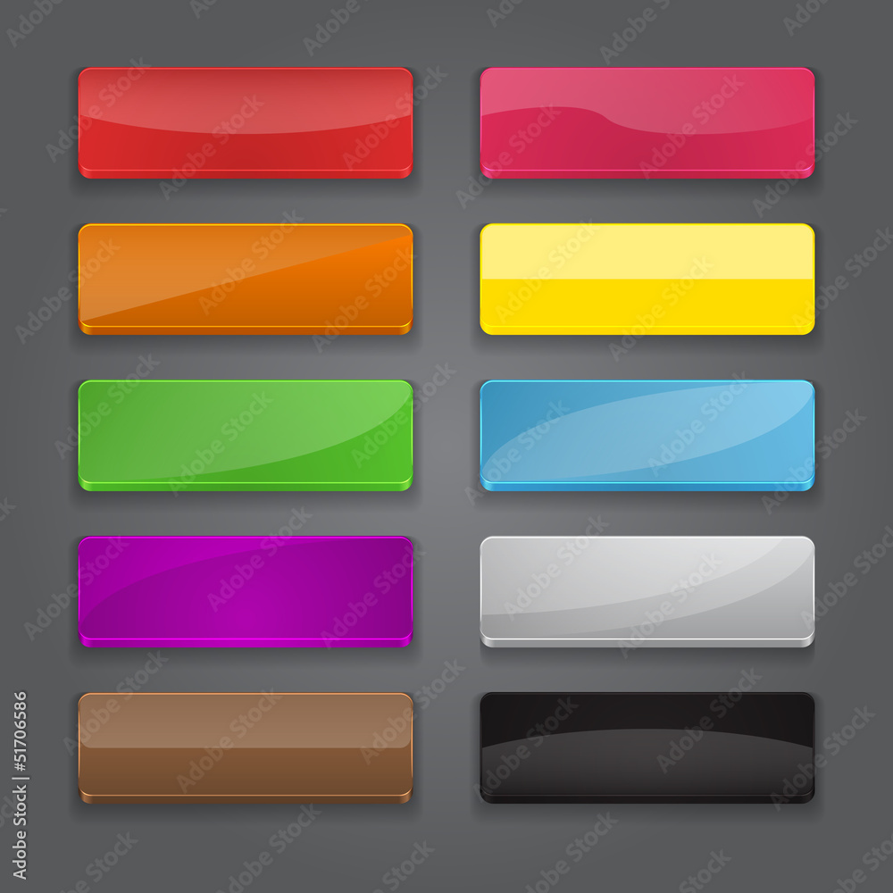 Wall mural colorful set of web banner buttons with different gloss reflecti