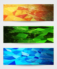 Abstract vibrant banners in grunge style.