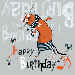 happy birthday funny card cat