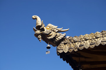 the eaves on the traditional palace in beijing